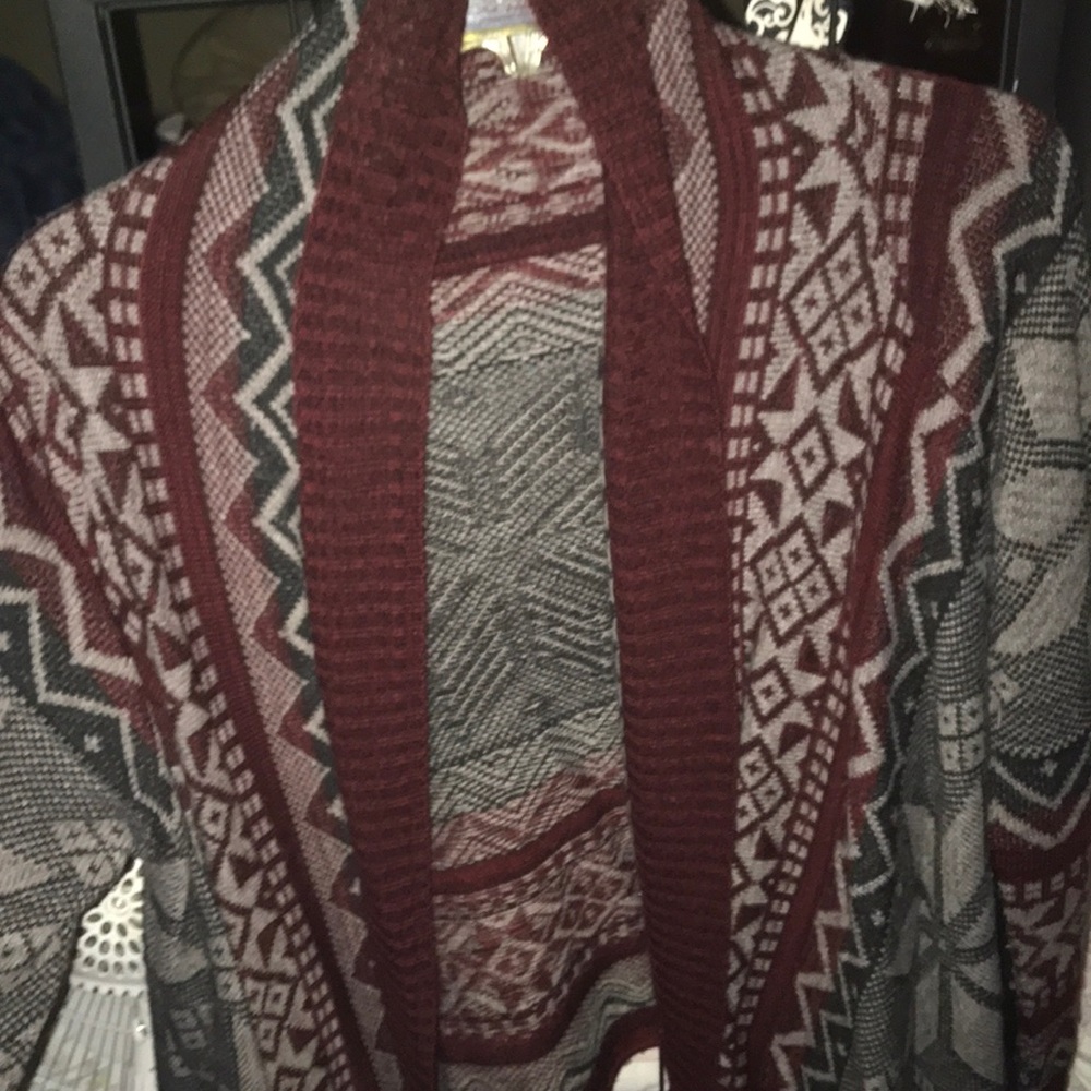 Dark red cardigan